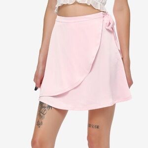 Sweet Society Pink Satin Wrap Skirt Hot Topic‎